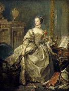 Francois Boucher Madame de Pompadour, la main sur le clavier du clavecin Spain oil painting artist